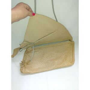 Reem Womens VINTAGE Beige/Cream/Grey Leather Convertible Handbag.  Vintage 1960s